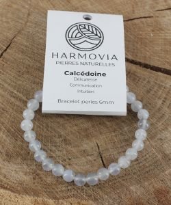 Bracelet Calcédoine Bleue 'AA' perles 6mm, 1 part